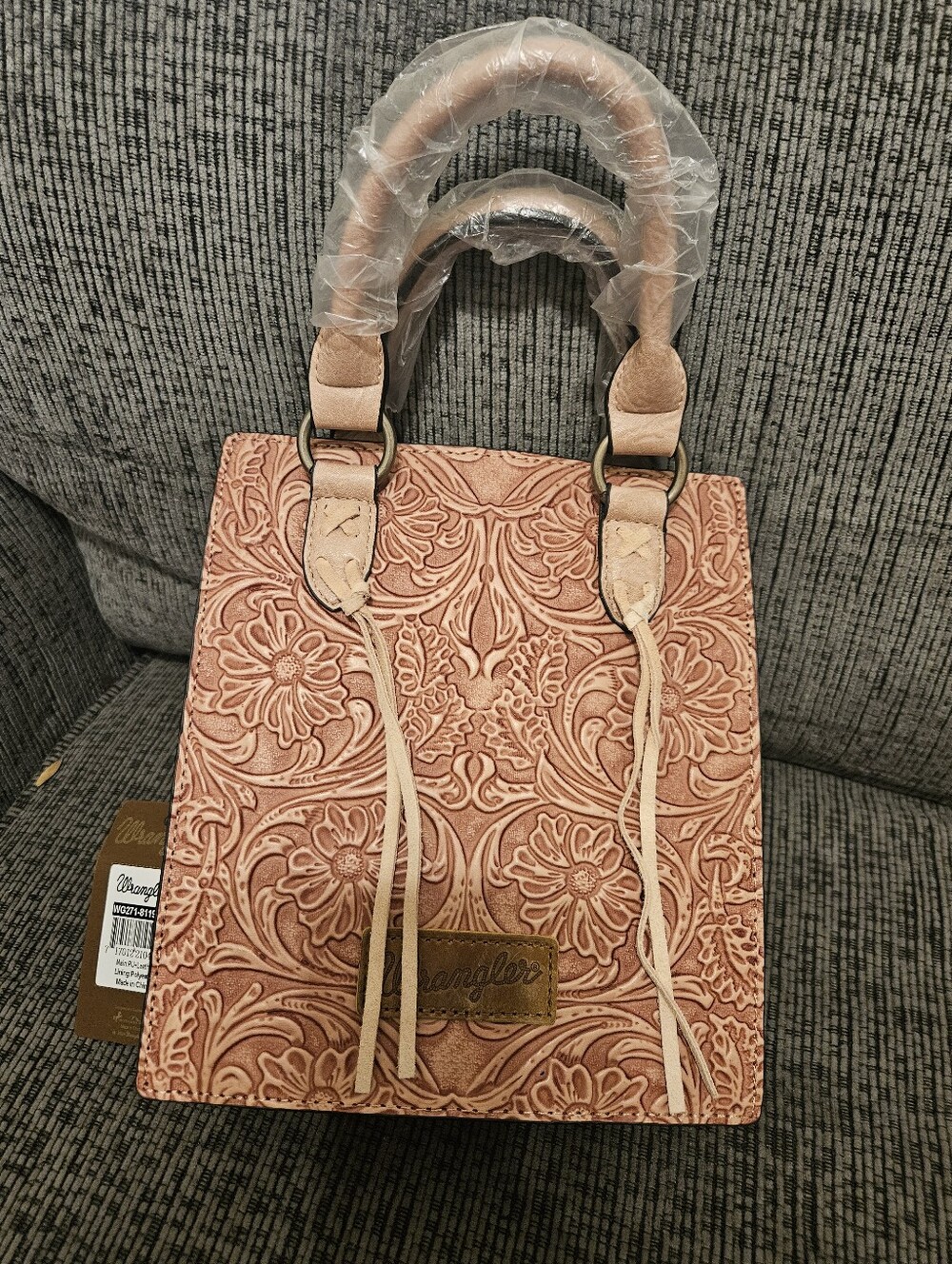 Wrangler Embossed Pink Top Handle Crossbody Bag